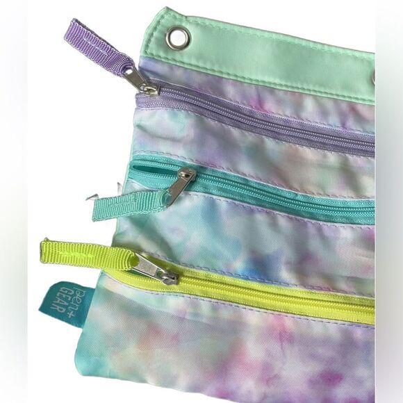 Pen+Gear Pastel Tie Dye Three Pocket Pencil Bag w/Erasers/Stapler/Pencils - Picture 3 of 11